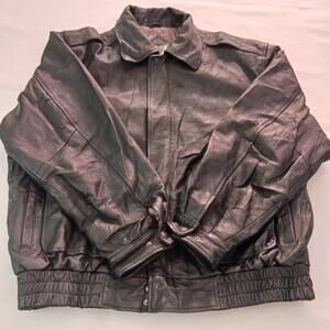 Cougar Men's Black Vintage Genuine Leather Jacket Pockets Size XL